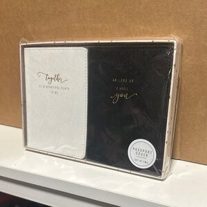 Elegant Black and White Newlywed Passport Cover Set